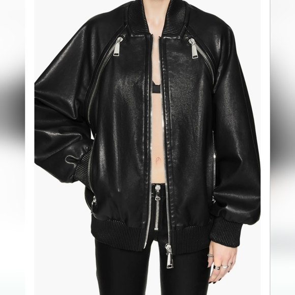 Rebecca Minkoff Dylan Oversize Women's Black Bomber Jacket - Picture 1 of 6